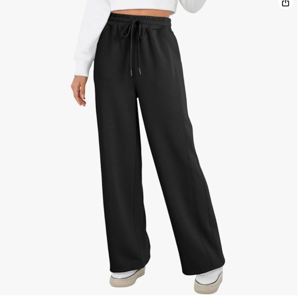 Dokotoo Wide Leg Palazzo Pants Black Stretch Elastic Waist Flowy, Size 2XL, NWT